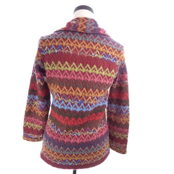 Boho Olivine Button Down Mountain Cabin Country Jacket Maroon Weave Small S - Picture 3 of 5